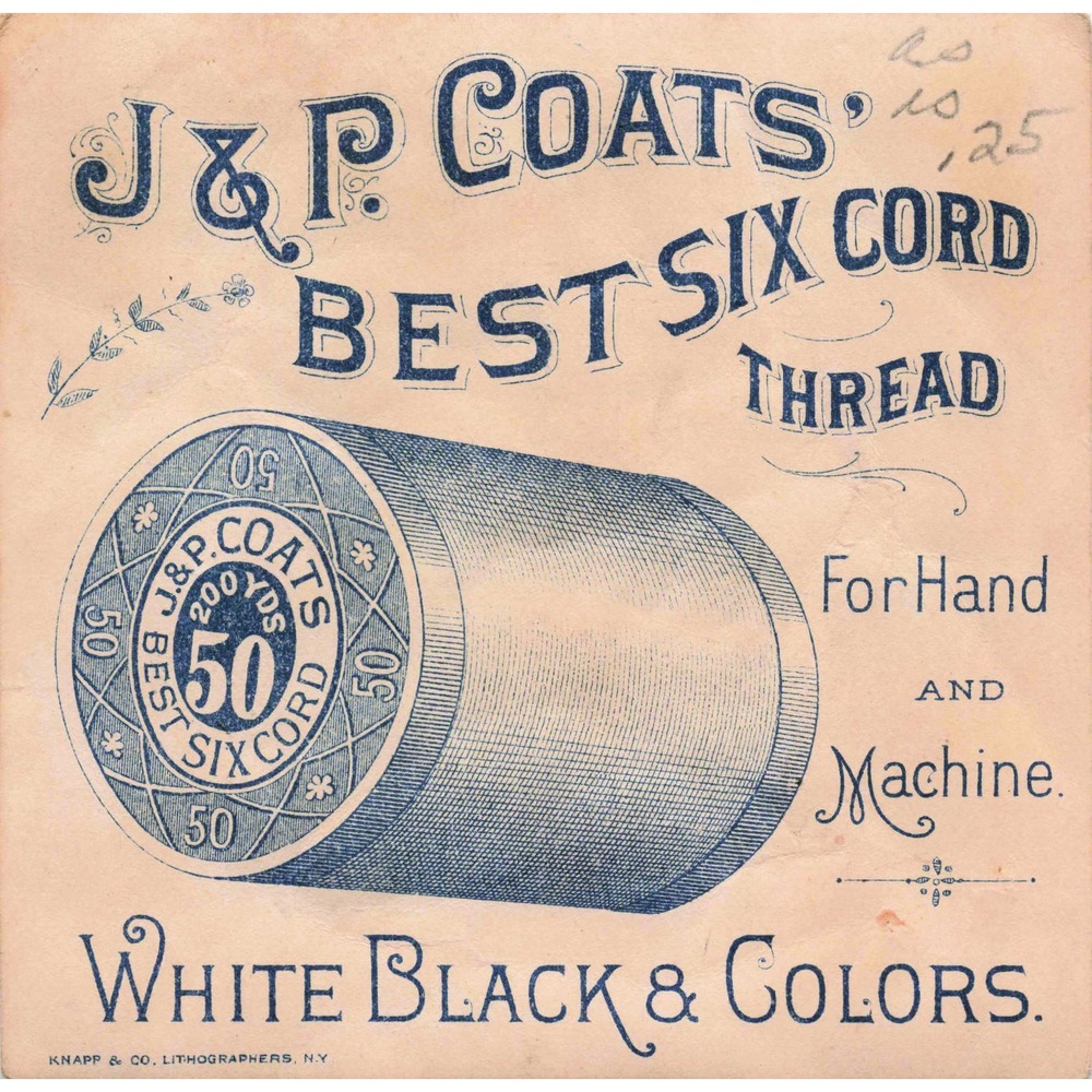 Antique J&P Coats Best Six Cord Thread Trade Card Knapp Litho No 2 - Picture 1 of 2